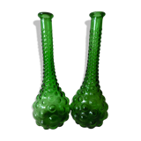 Two Italian bubble glass bottles