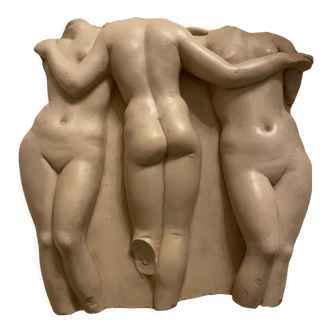 Bas relief of the three graces antiquity molding of the Louvre