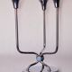 Art deco candlestick in stainless steel, 3 flames and blue stones, Spain, 1970