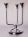 Art deco candlestick in stainless steel, 3 flames and blue stones, Spain, 1970
