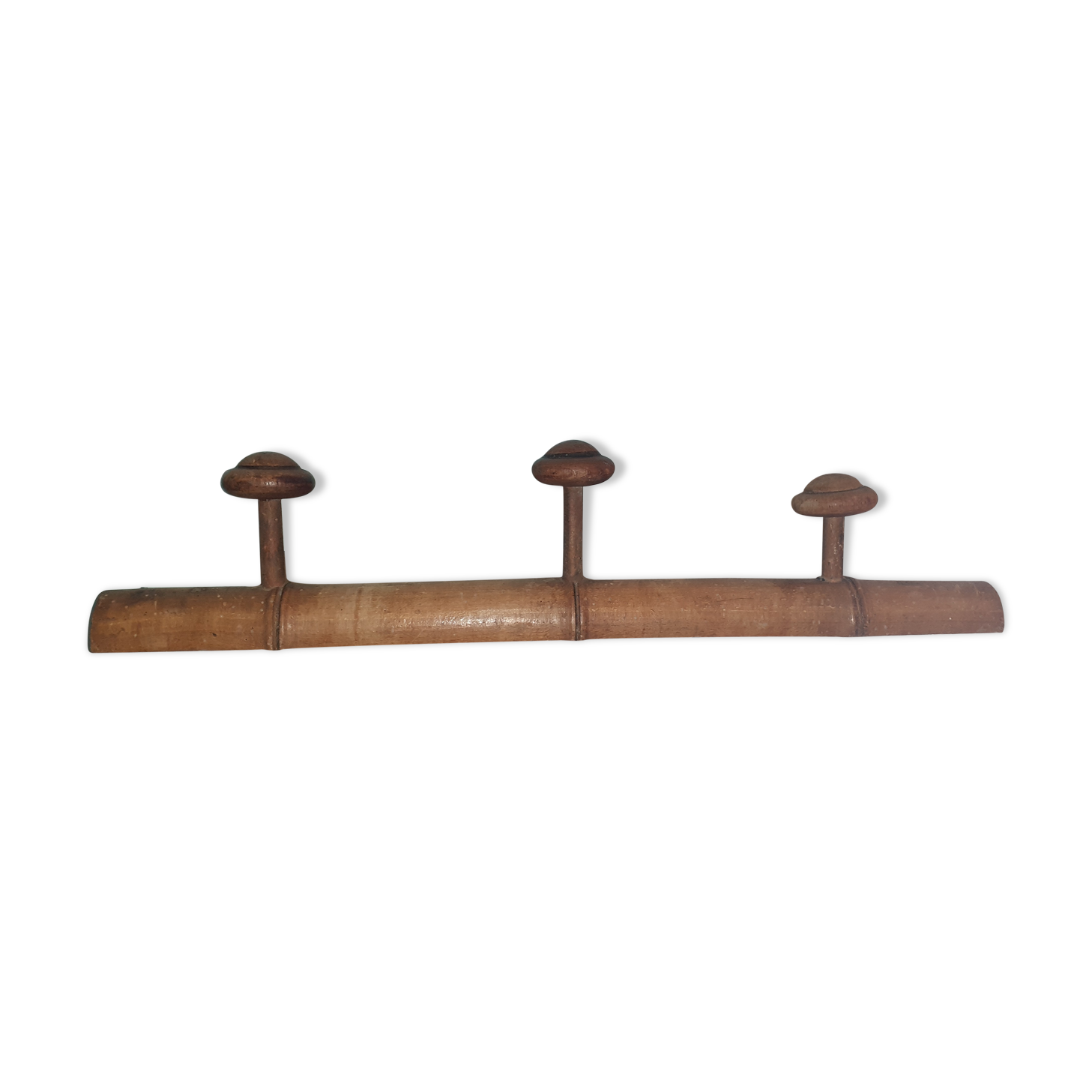 Coat rack 3 patères, wooden - Vintage bamboo shape