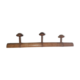 Coat rack 3 patères, wooden - Vintage bamboo shape
