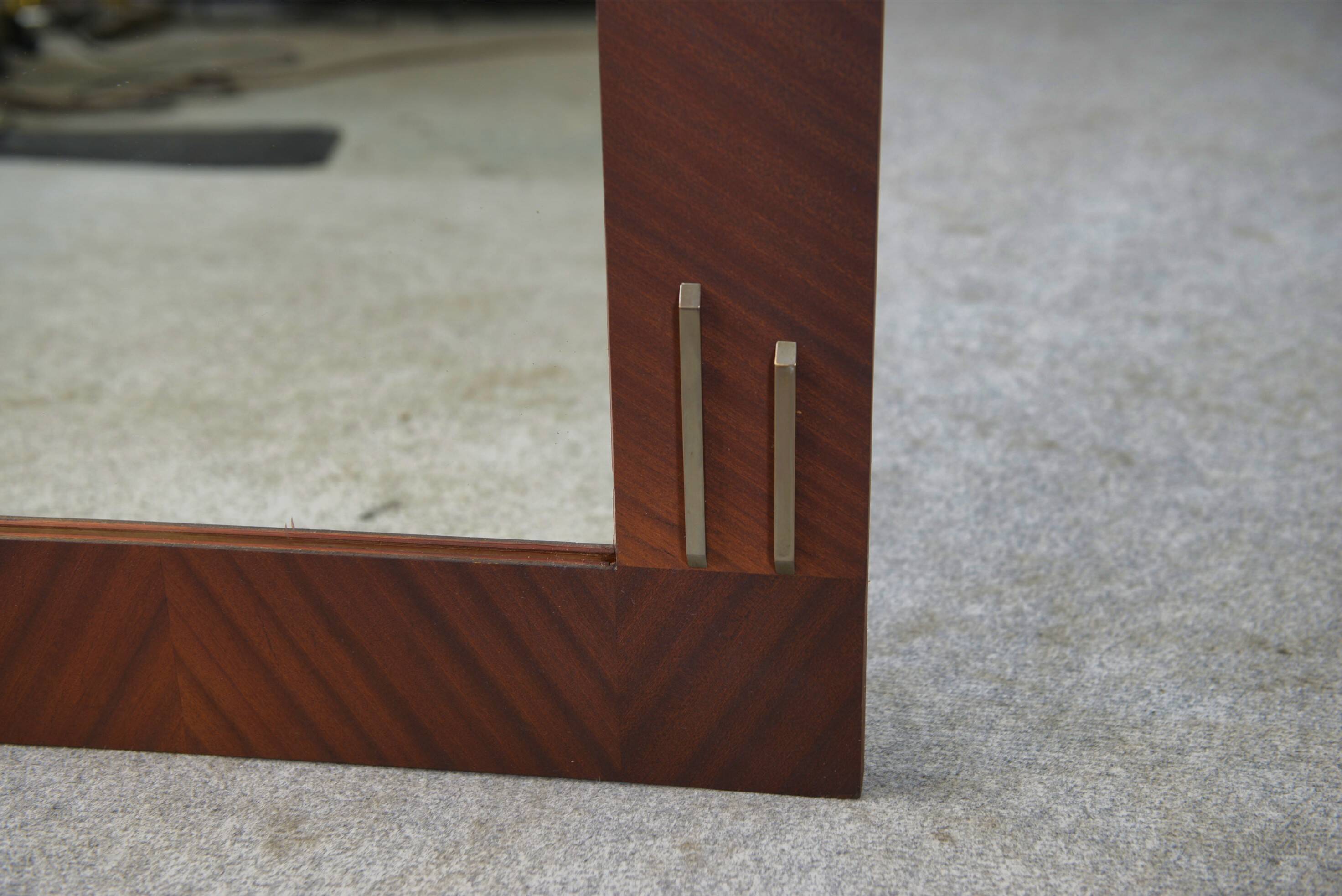 1950s modernist mahogany veneer mirror