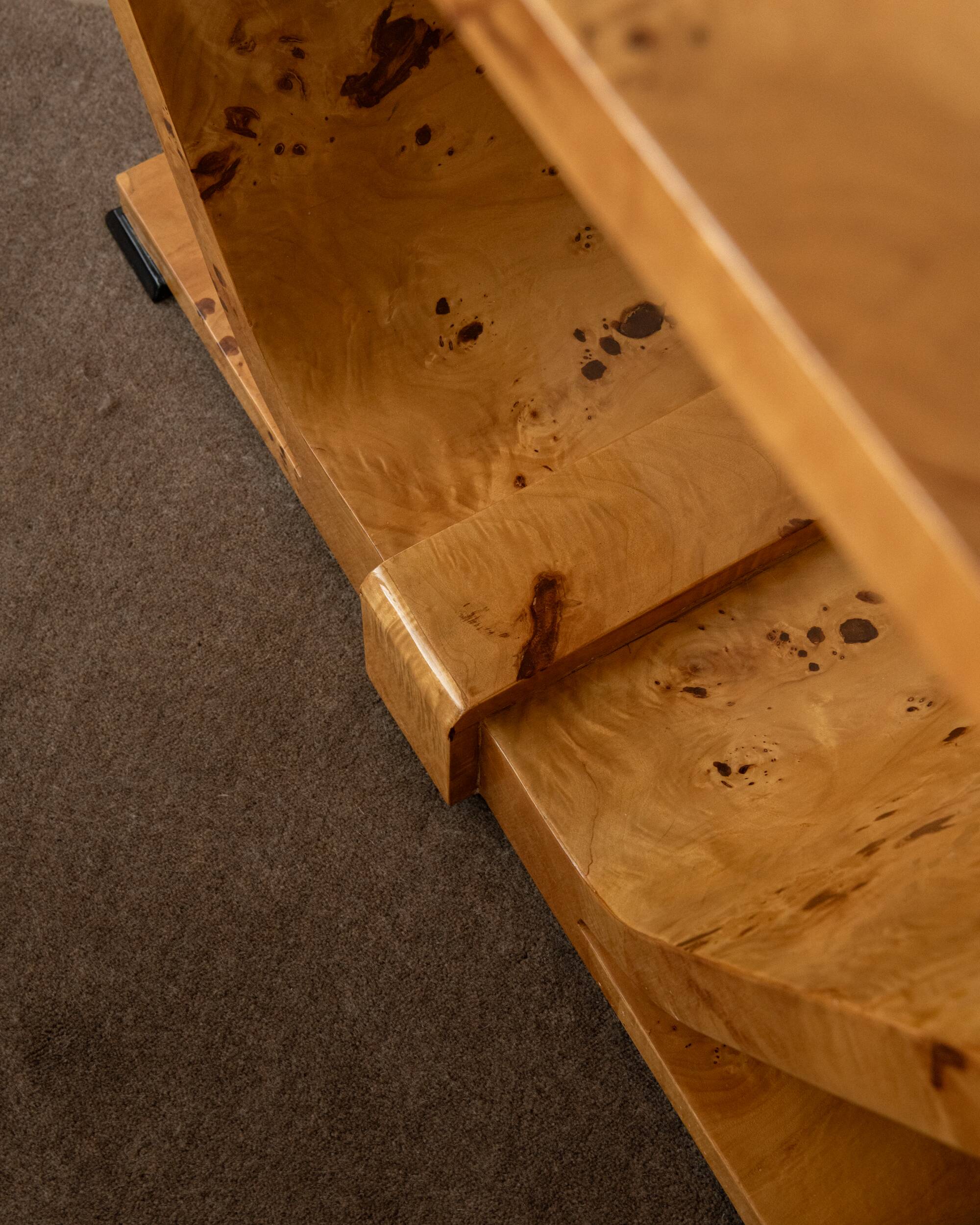 Art Deco Revival Burl Console Table, 1980s-1990s