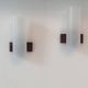 Pair of vintage wall lights, opaline perspex and teak, Doria Leucthen, Germany 1960s