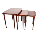 Three Danish nesting tables in rosewood by Mobelintersia 1960.