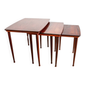 Three Danish nesting tables in rosewood by Mobelintersia 1960.