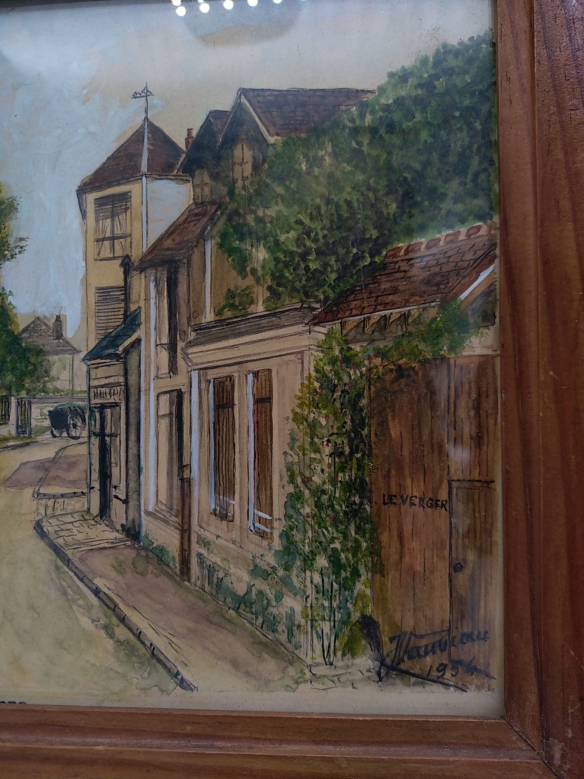 Aquarelle Marlotte signé J.Vauviou 1954