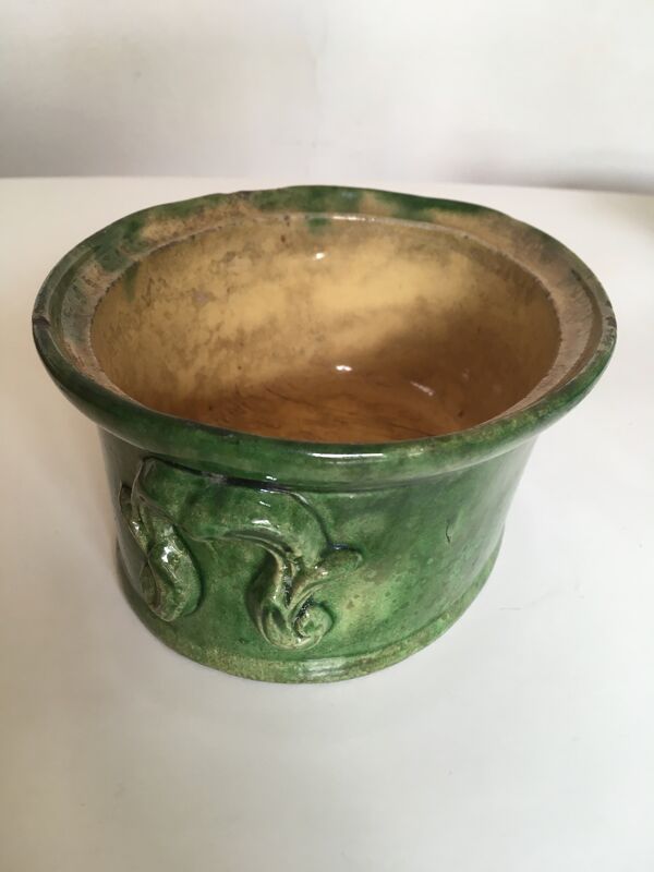 Plat en terre vernissée 19e L'Herminé à Orchies