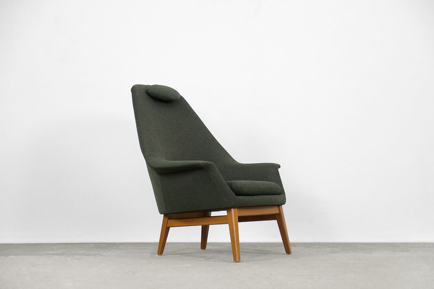 Vintage Scandinavian Mid-Century Modern Bottle Green Armchair, 1950s