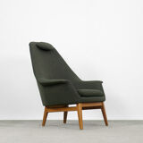 Vintage Scandinavian Mid-Century Modern Bottle Green Armchair, 1950s