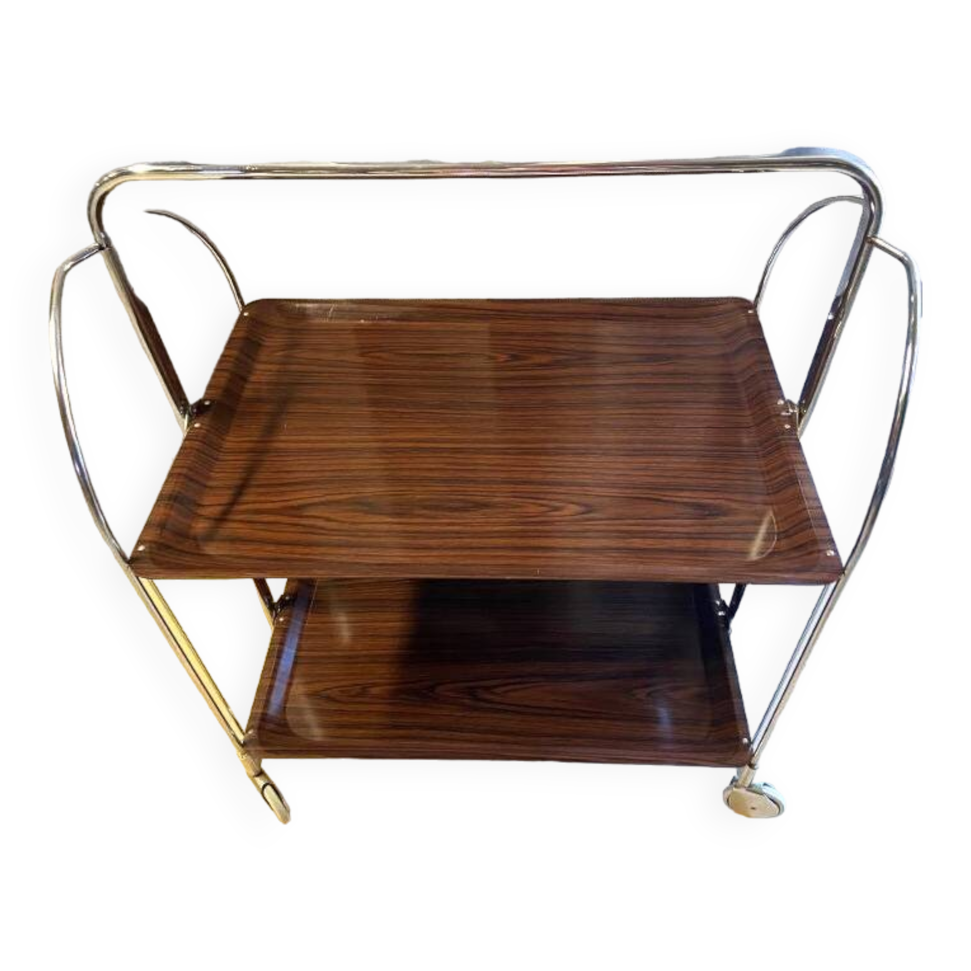 Antique & Vintage Side Table Folding Rolling Serving Cart Bar Design