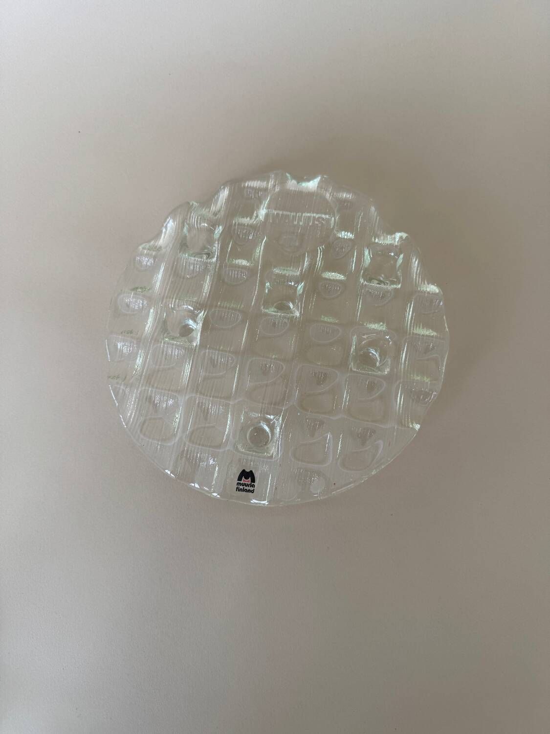 Vintage Mid Century Modern Muurla Glass 6 Place Round Candle Holder, M