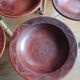 6 antique hand-turned glazed terracotta plates