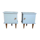 Pair of bedside 1950 renovated in pastel blue