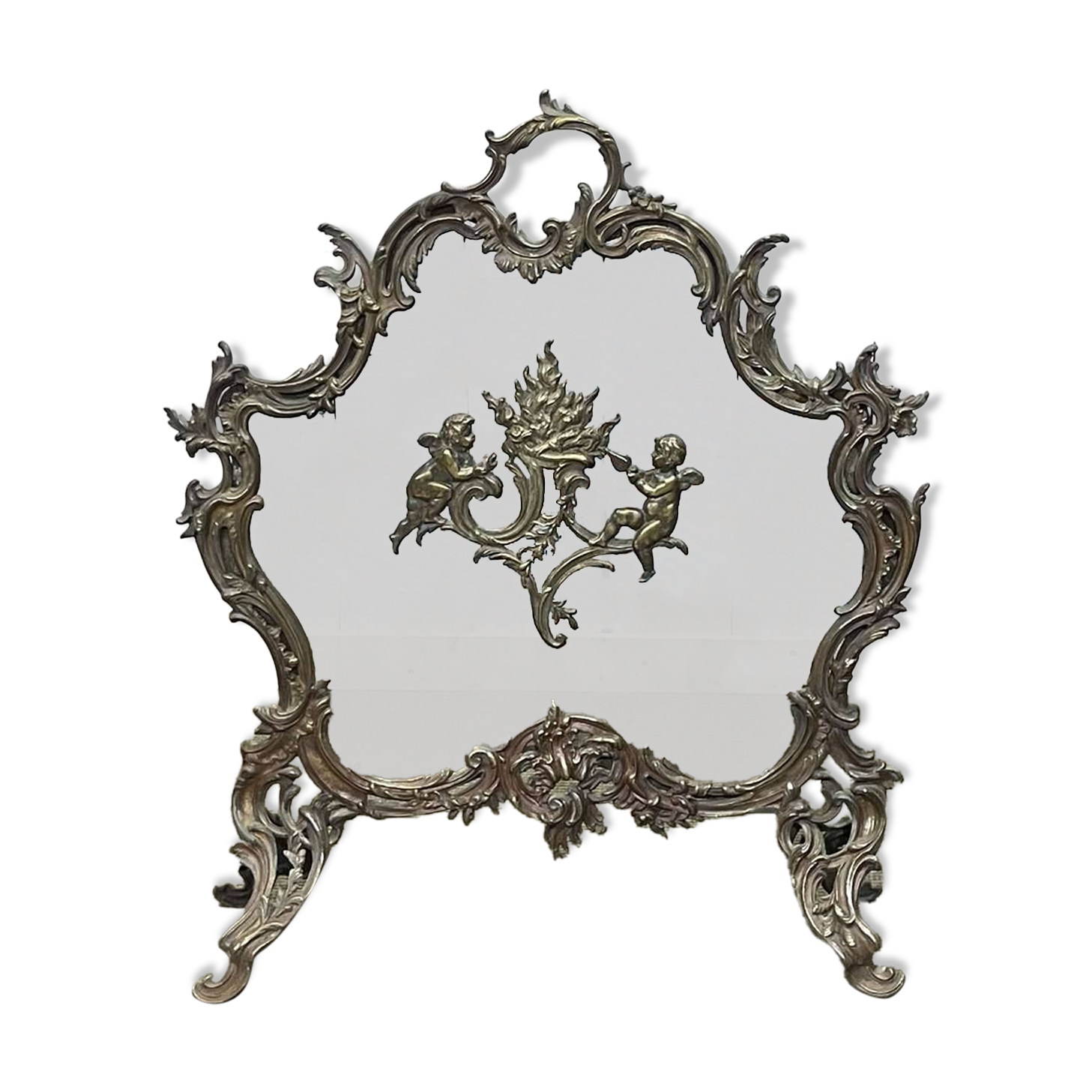 Pare-feu Louis XV fin XIXème en bronze doré