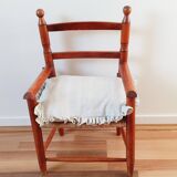 Fauteuil enfant vintage en bois et paille, années 50