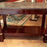 Console empire mahogany and marble tray