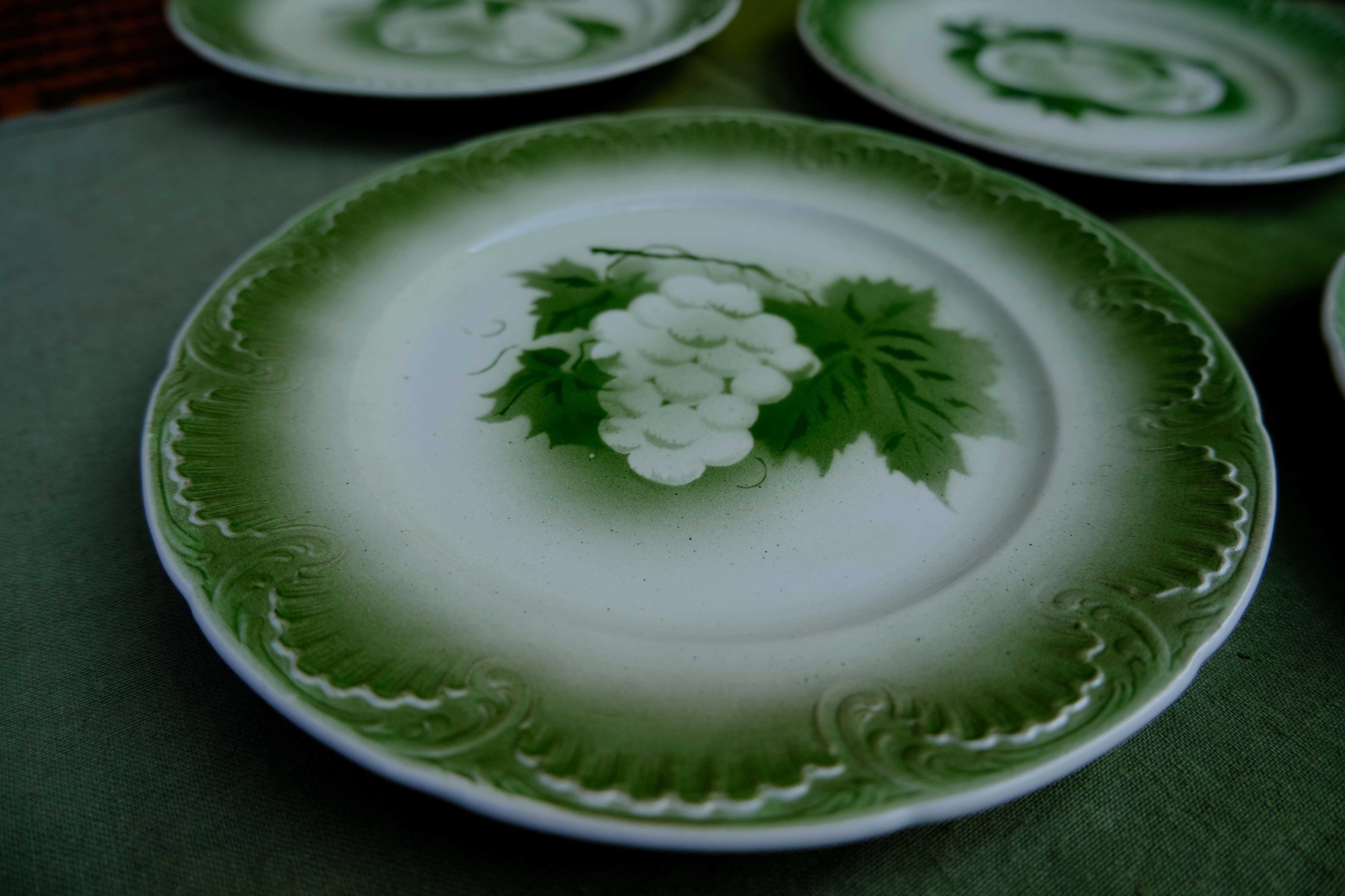 Lot 5 earthenware dessert plates from Digoin and Serreguemines