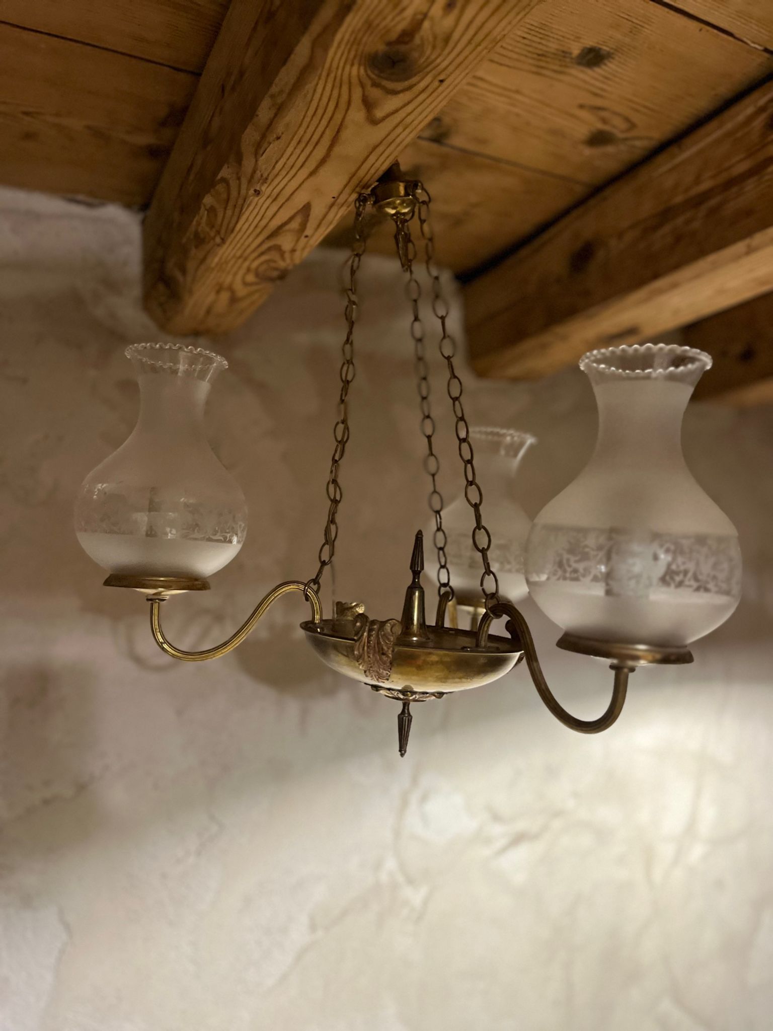Chandelier with 3 arms in brass 1950/60