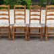 4 chaises bois massif type ferme et tissu