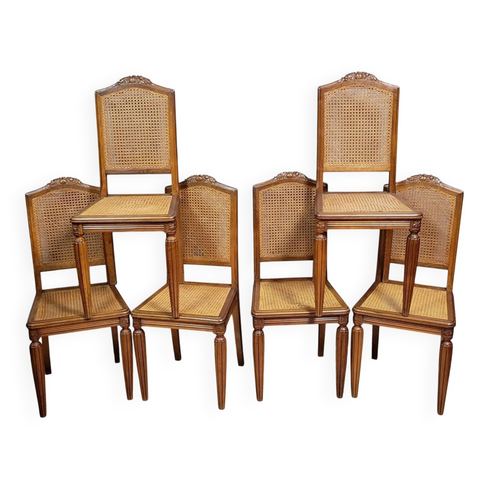 Série de 6 chaises époque Art Déco en noyer vers 1925