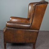Patinated sheepskin armchair