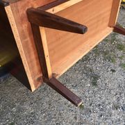 Vintage Scandinavian secretary in rosewood with drawers featuring fin-style handles.