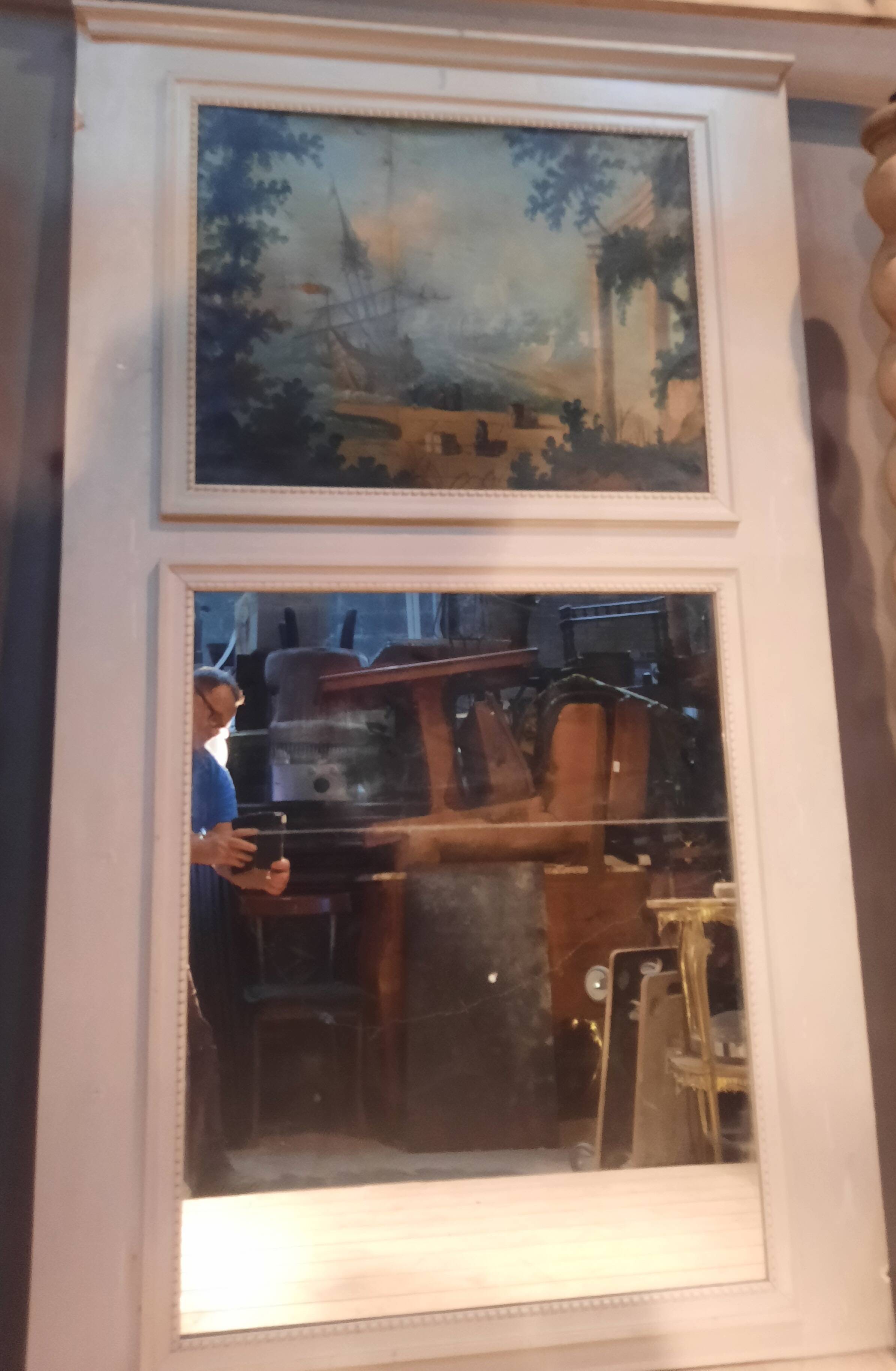 Large trumeau of woodwork mirror