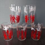 5 ancien verre vintage cigogne alsace