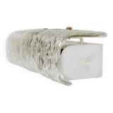 Wall-mounted mirror sconce by J.T. Kalmar, brass and textured glass, Austria, 1950s.