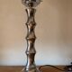 Vintage 1970s chrome globe lamp with bamboo-like finish