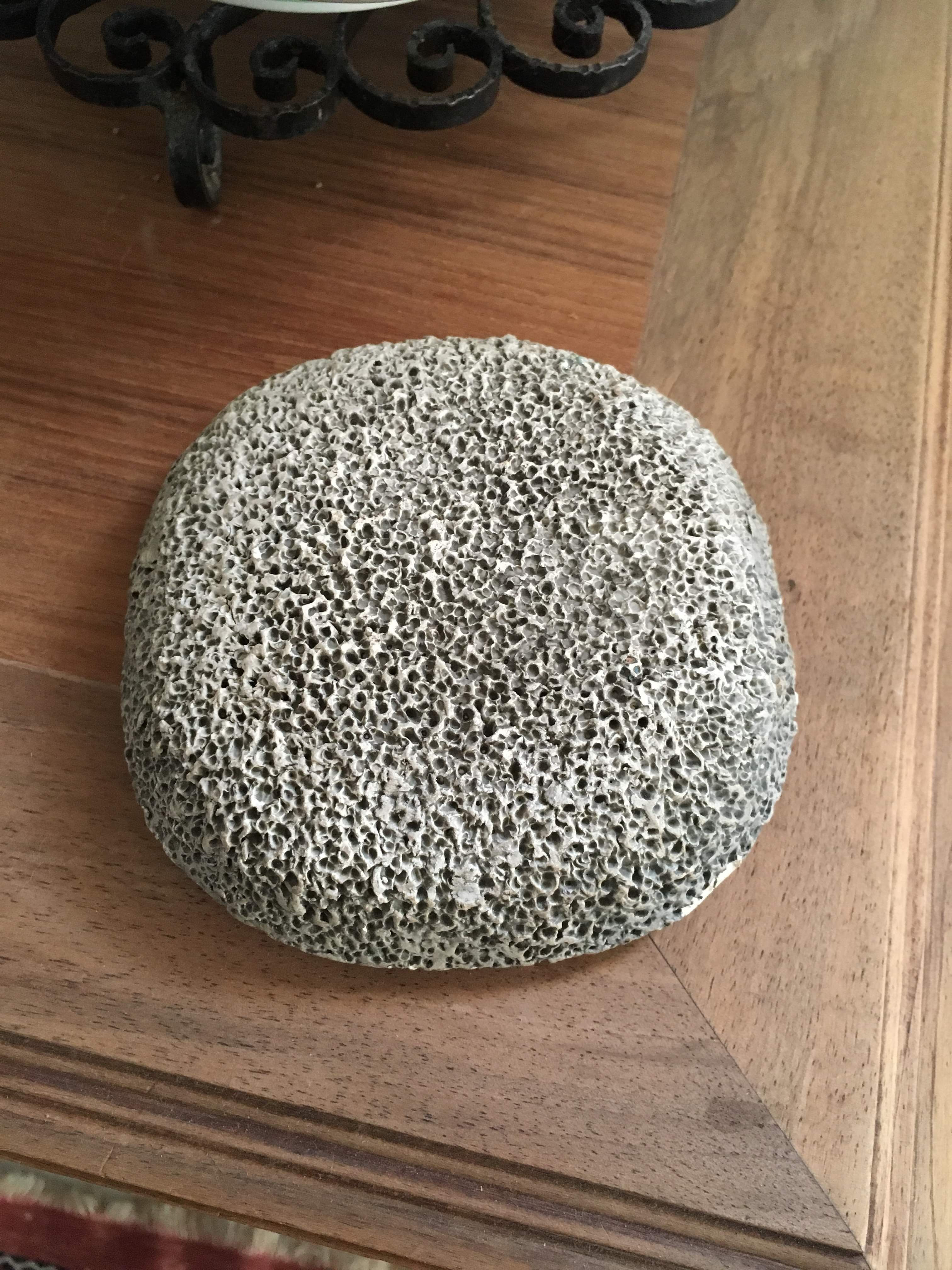 Cup lava foam with blue flower.