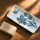 Ravier soap dish 19th century ironstone signed Moulin des Loups "Orchids"