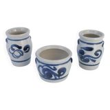 Stoneware Jars with Cobalt Blue Floral Motif from Westerwald, Germany, Set of 3