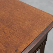 French Art Deco Side Table with Fluted Legs, Carved Frieze and X-Stretcher,