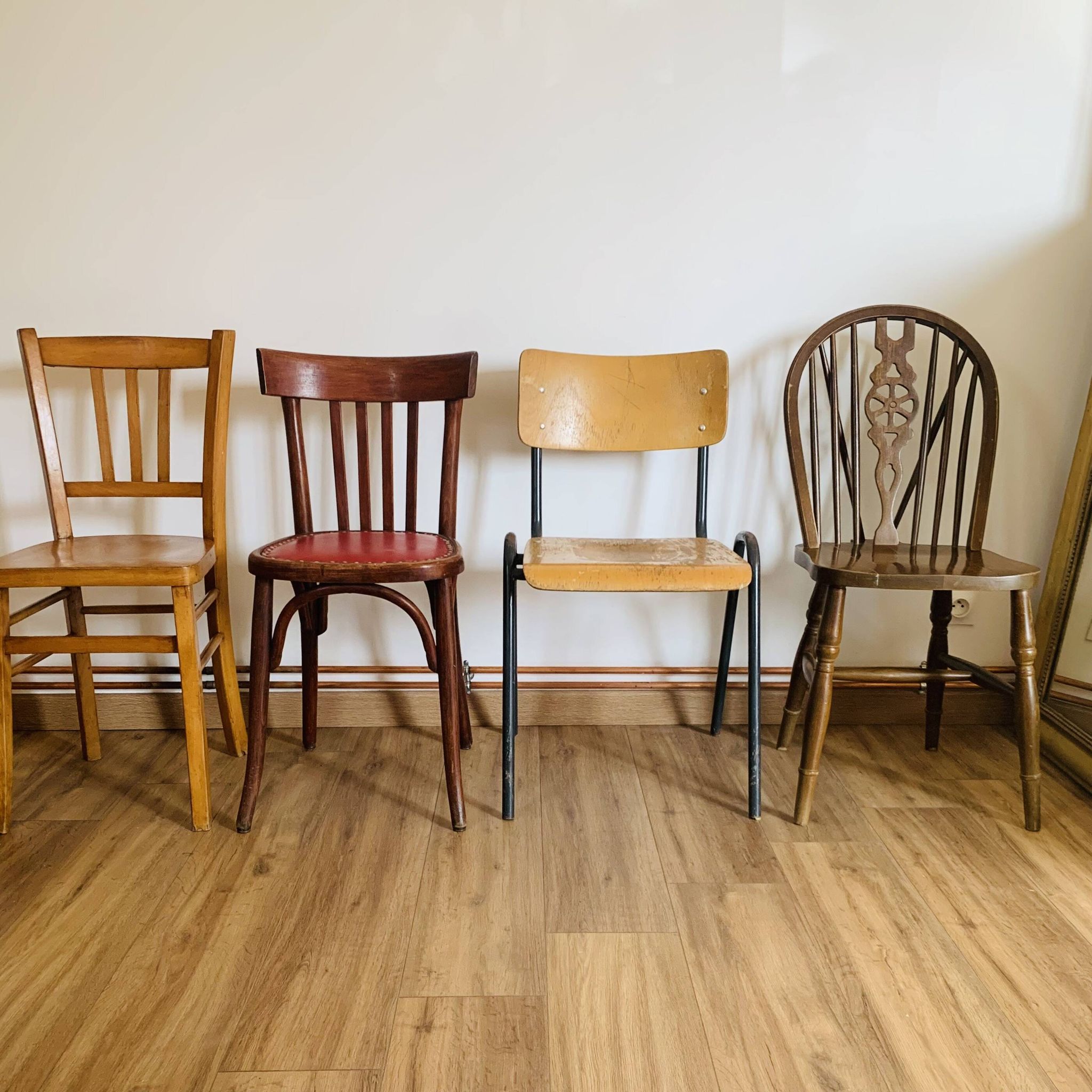 Set of 4 mismatched chairs