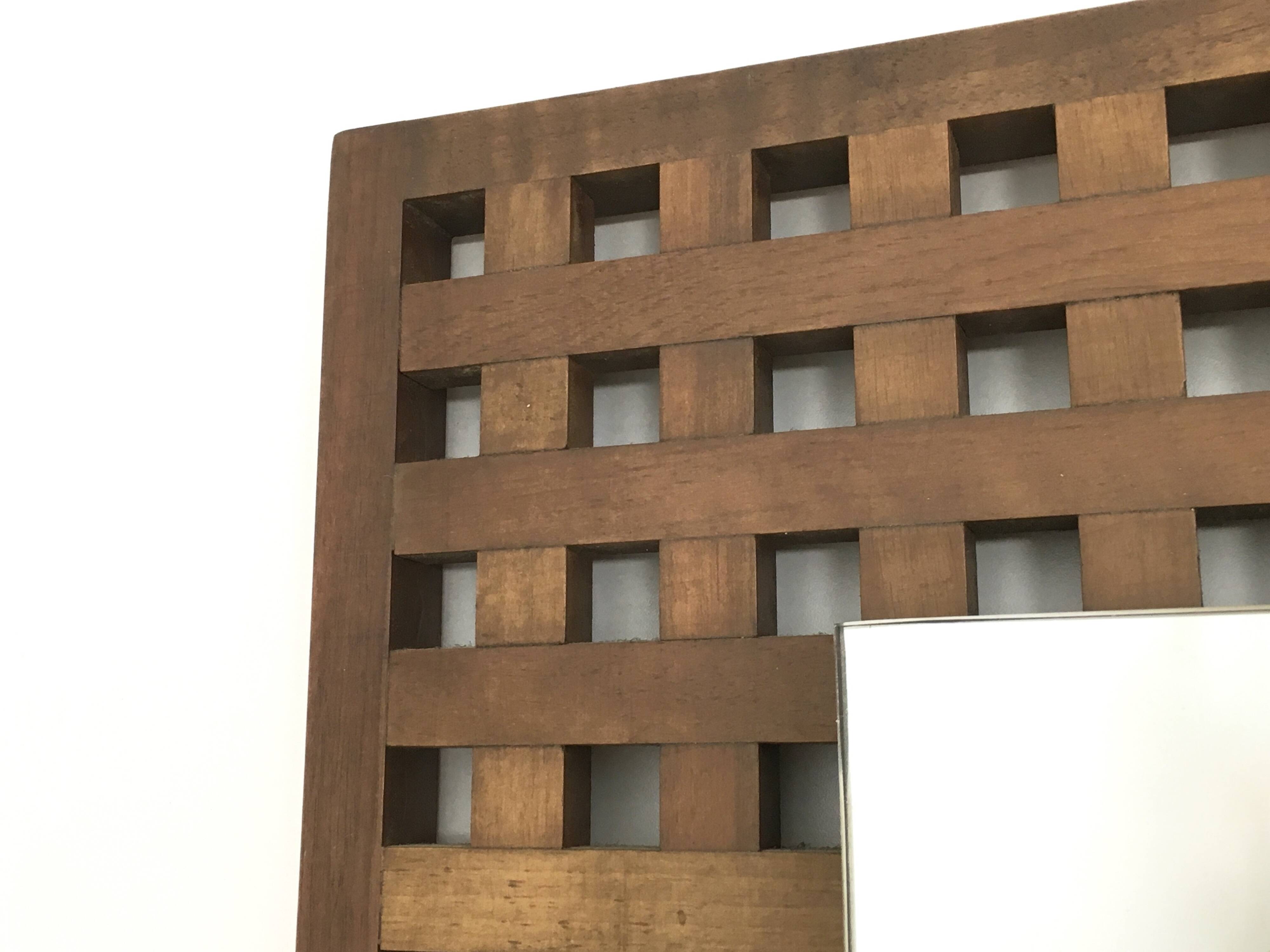 Pair of Square Walnut Mirrors Produced by Sant'Ambrogio e Deberti, Italy