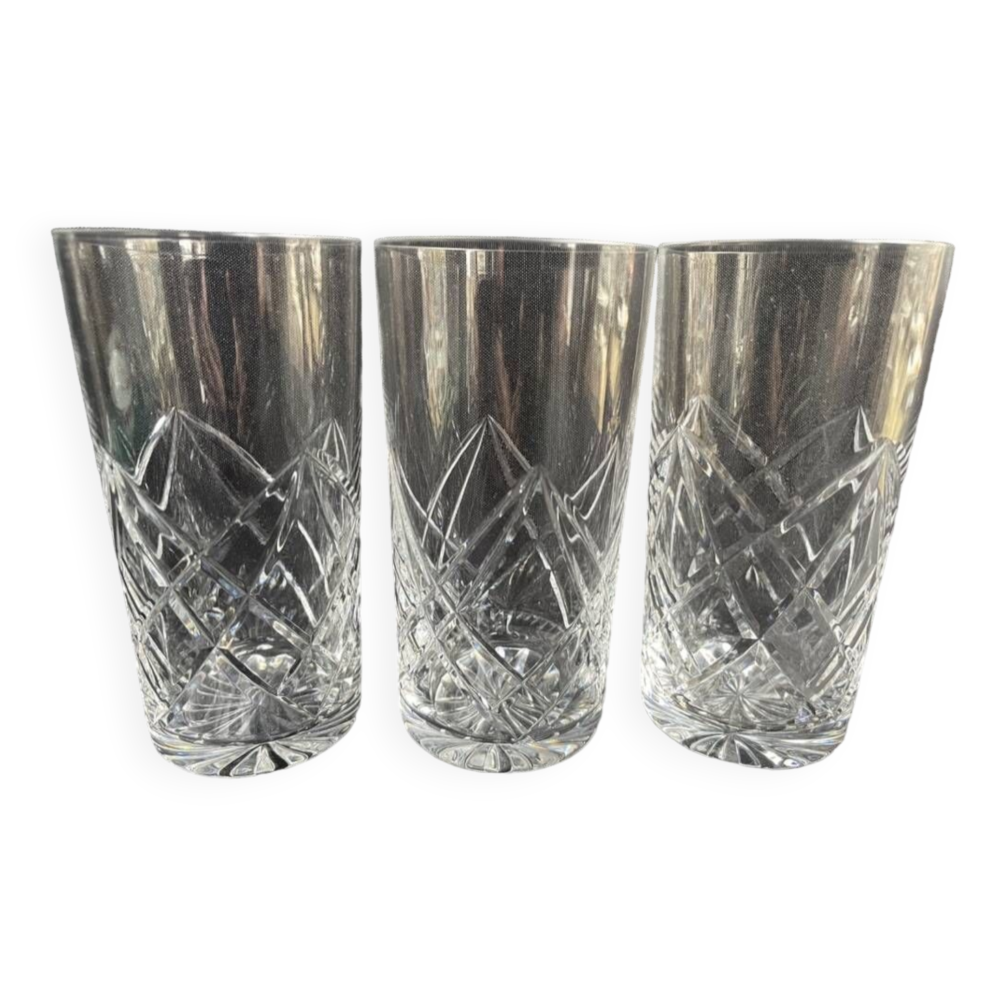 3 large Saint Louis Sammy service glasses stamped