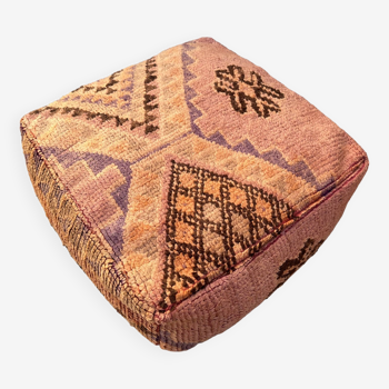 vintage Kilim Pouf, pouf marocain boujaad, housse de coussin de sol