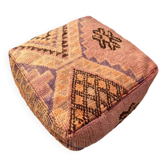 vintage Kilim Pouf, pouf marocain boujaad, housse de coussin de sol