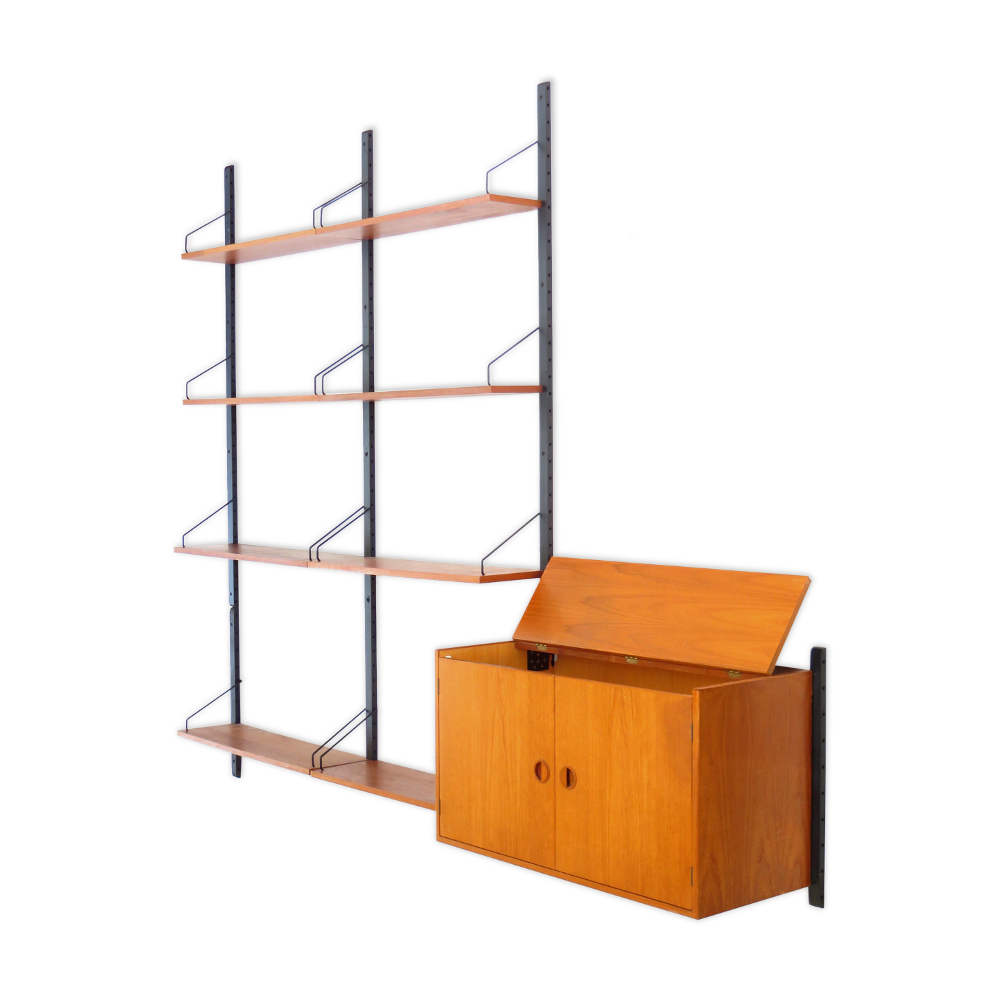 Vintage mid century royal system wall unit in teak by poul cadovius, danish design - denmark 1960s