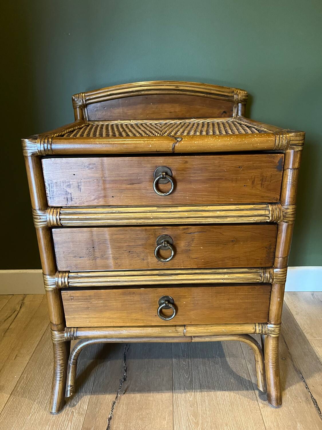 Wicker rattan chest of drawers