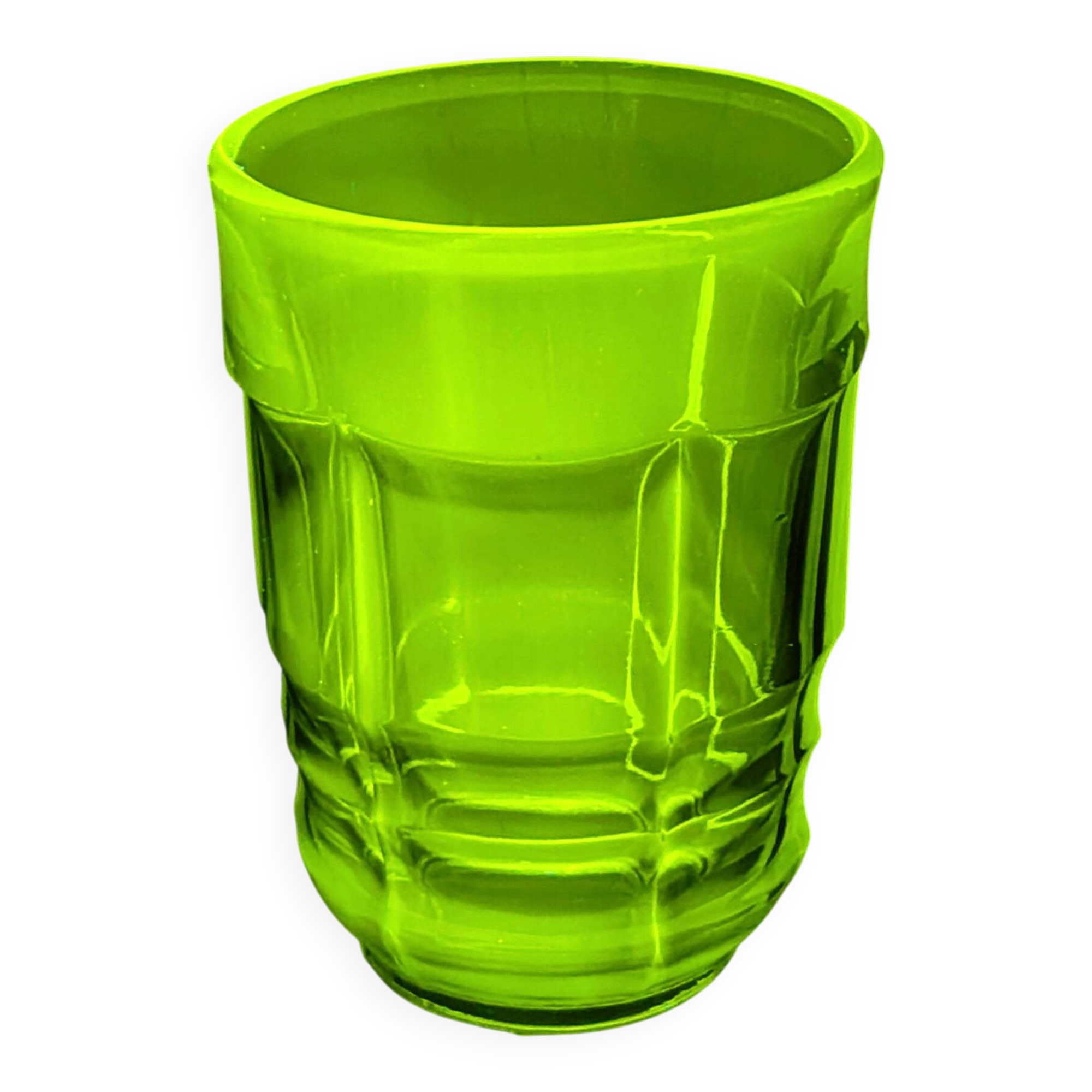 Vintage Czechoslovak Green Glass Carafe with Matching Tumbler