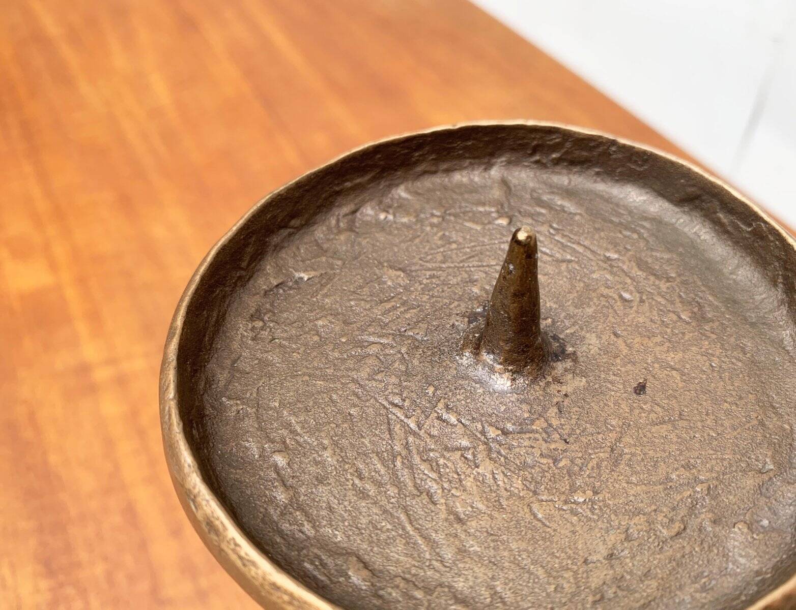 Brutalist metal candlestick mid-century