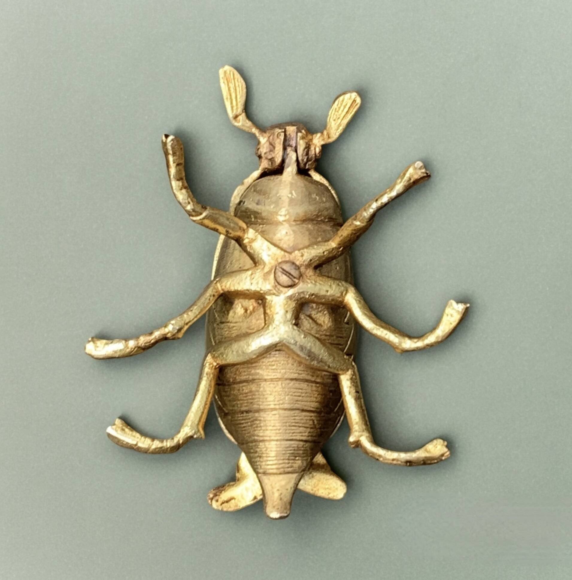 Vintage golden brass scarab