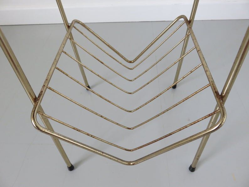 Sellette in gold metal and wood, 50/60s