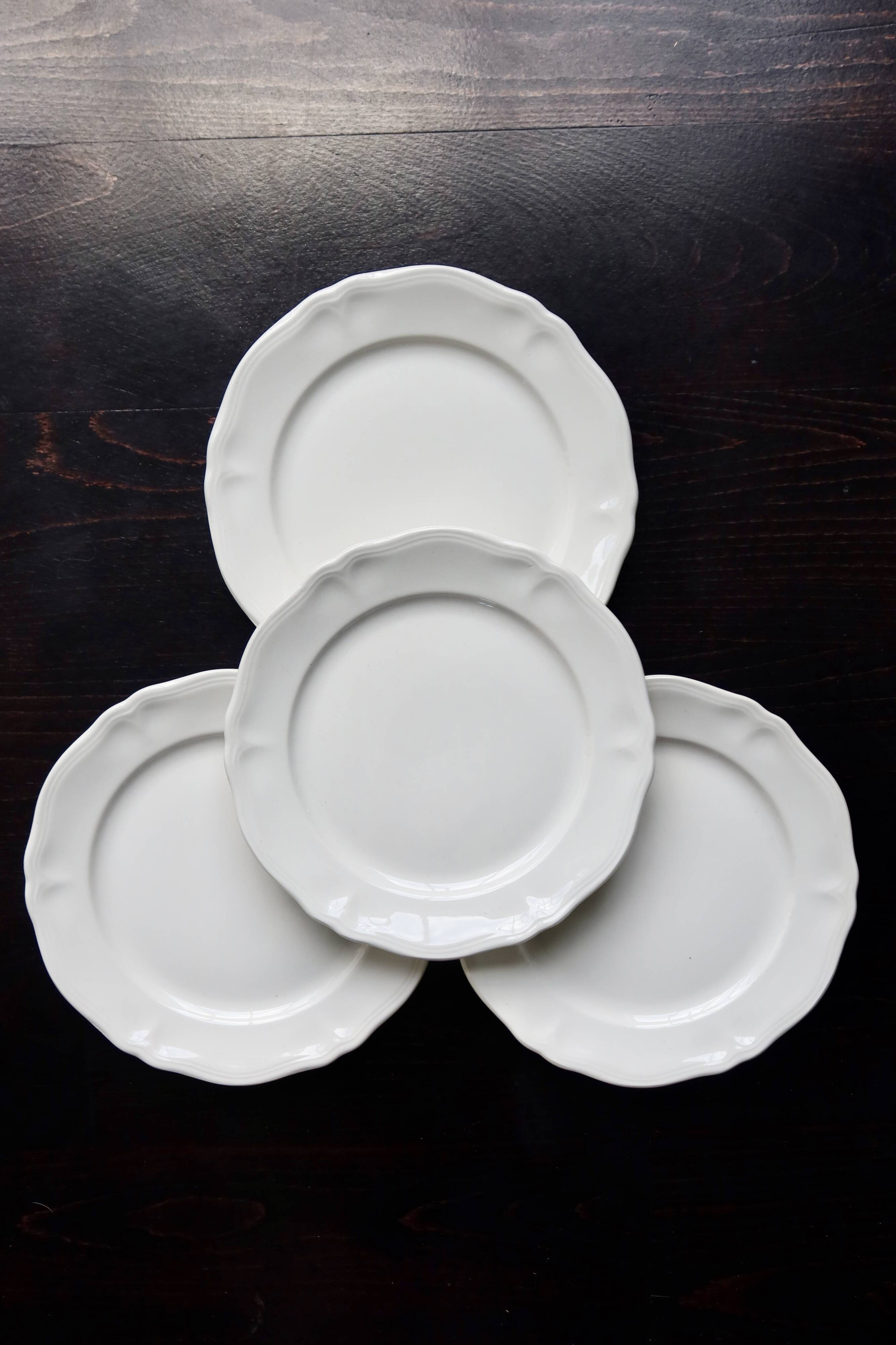 4 vintage dessert plates ivory earthenware Moulin des Loups - Marli song