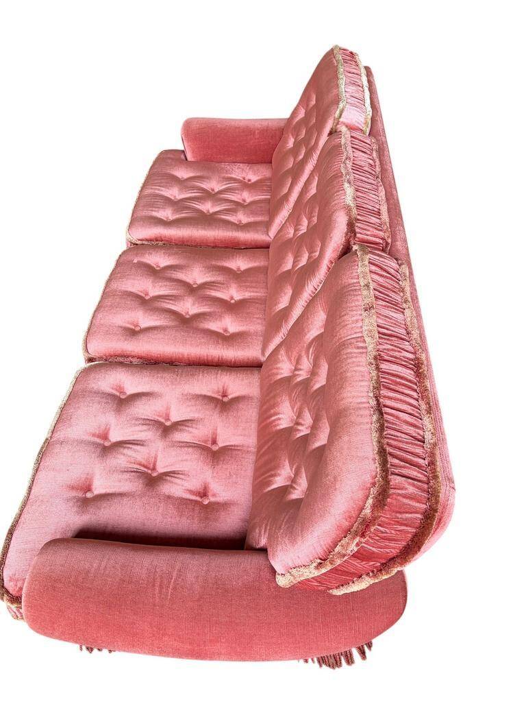 Vintage old rose canapé / armchair with fringes