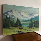 Mountains and horses painting